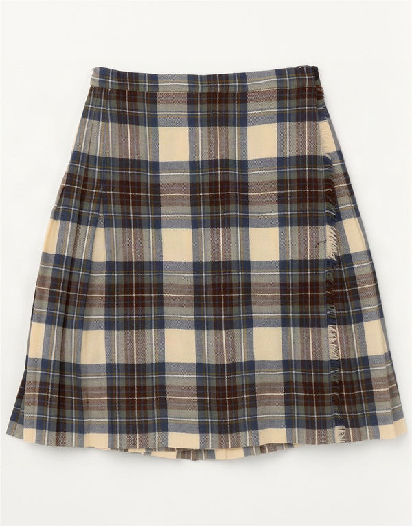The Edinburgh Woolen Mill Womens Wrap Skirt UK 16 Large W30 Blue Plaid