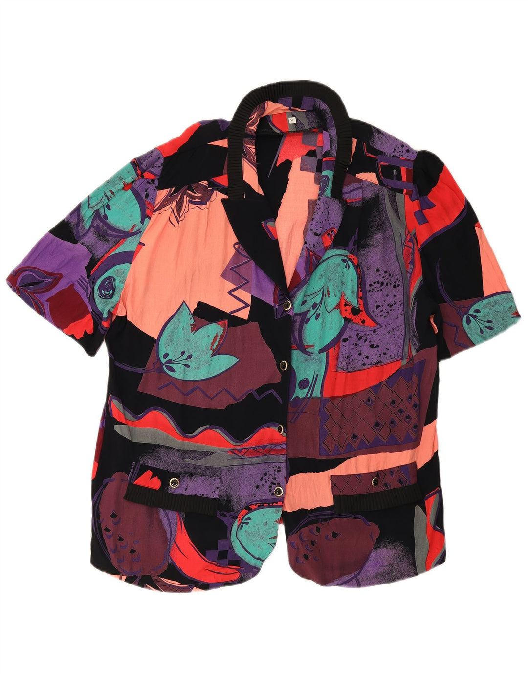 Vintage mujer patrón abstracto Blazer chaqueta IT 52 2XL multicolor