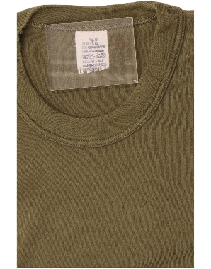 T-shirt da uomo vintage Top in cotone kaki medio