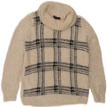 Marks & Spencer Pull col roulé pour femme UK 16 Grand carreaux beiges