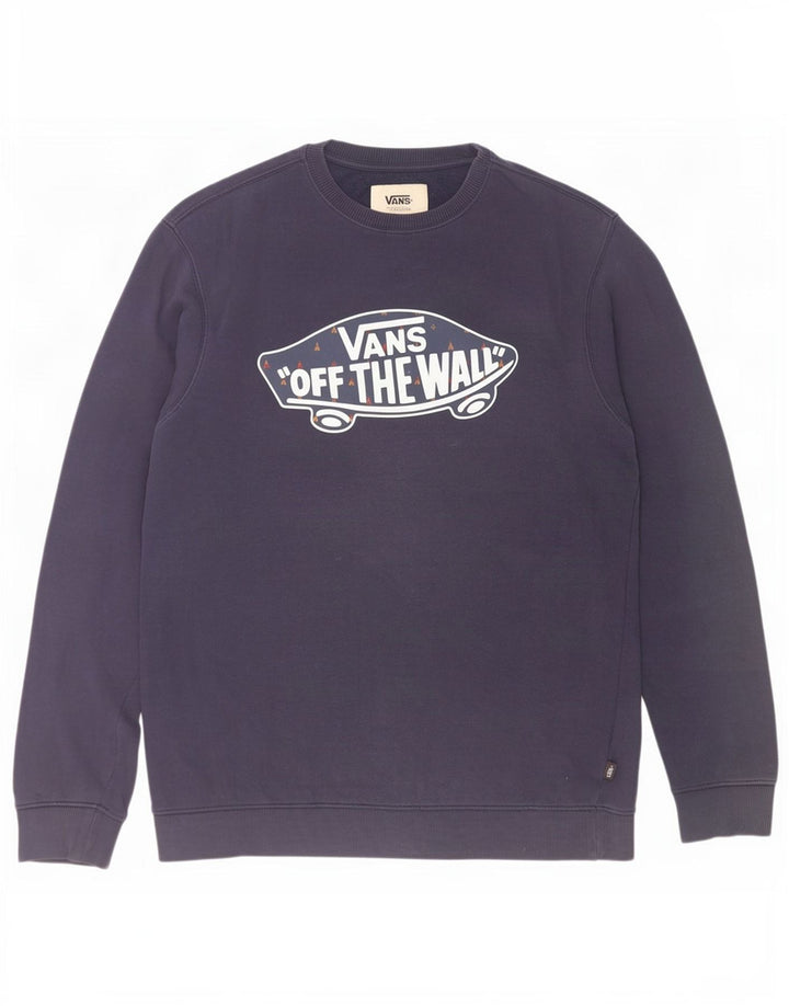 Vans Mens Graphic Moletom Jumper Grande Algodão Azul Marinho