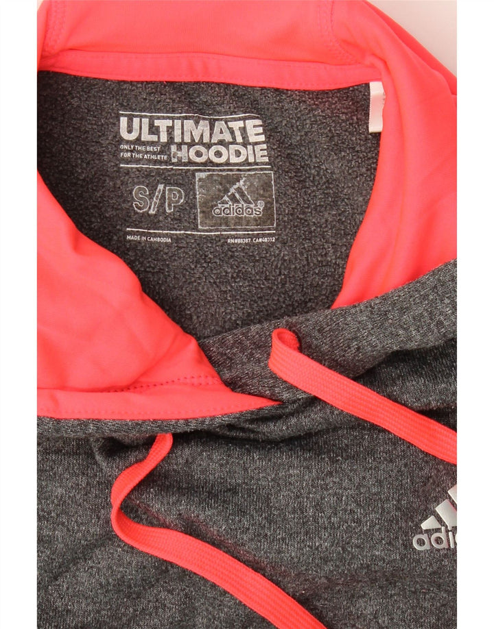 ADIDAS Womens Hoodie Jumper UK 10 Small Grey Flecked Polyester Vintage Adidas and Second-Hand Adidas from Messina Hembry 