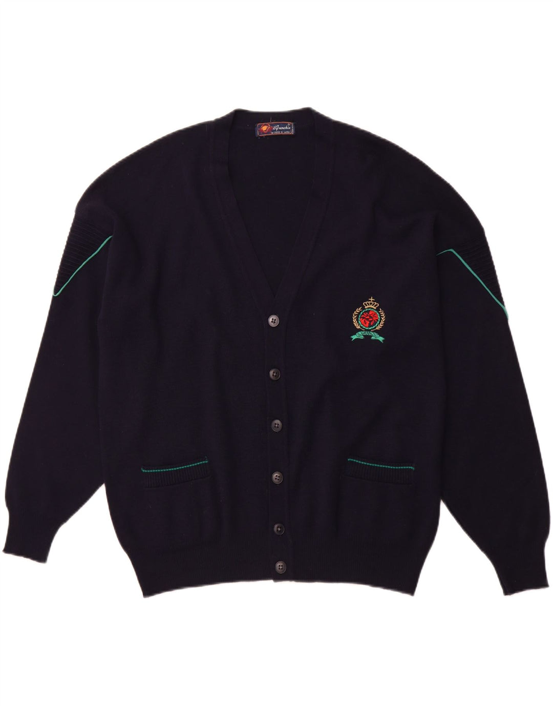 IL GRANCHIO Herre cardigan sweater Stor marineblå uld