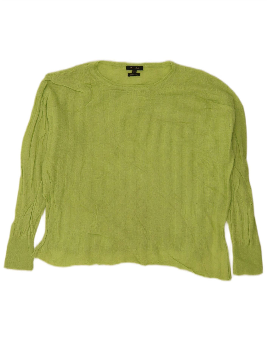 Massimo Dutti Womens Crop Top Long Sleeve UK 16 Large Green