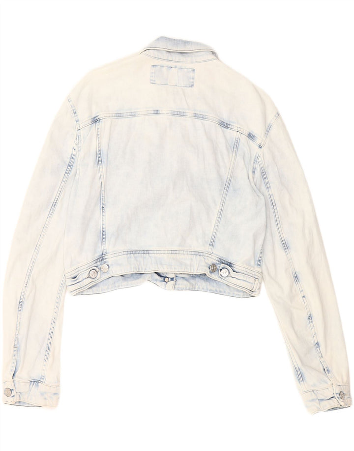 REPLAY Womens Oversized Crop Denim Jacket UK 6 XS Blue Cotton Vintage Replay and Second-Hand Replay from Messina Hembry 
