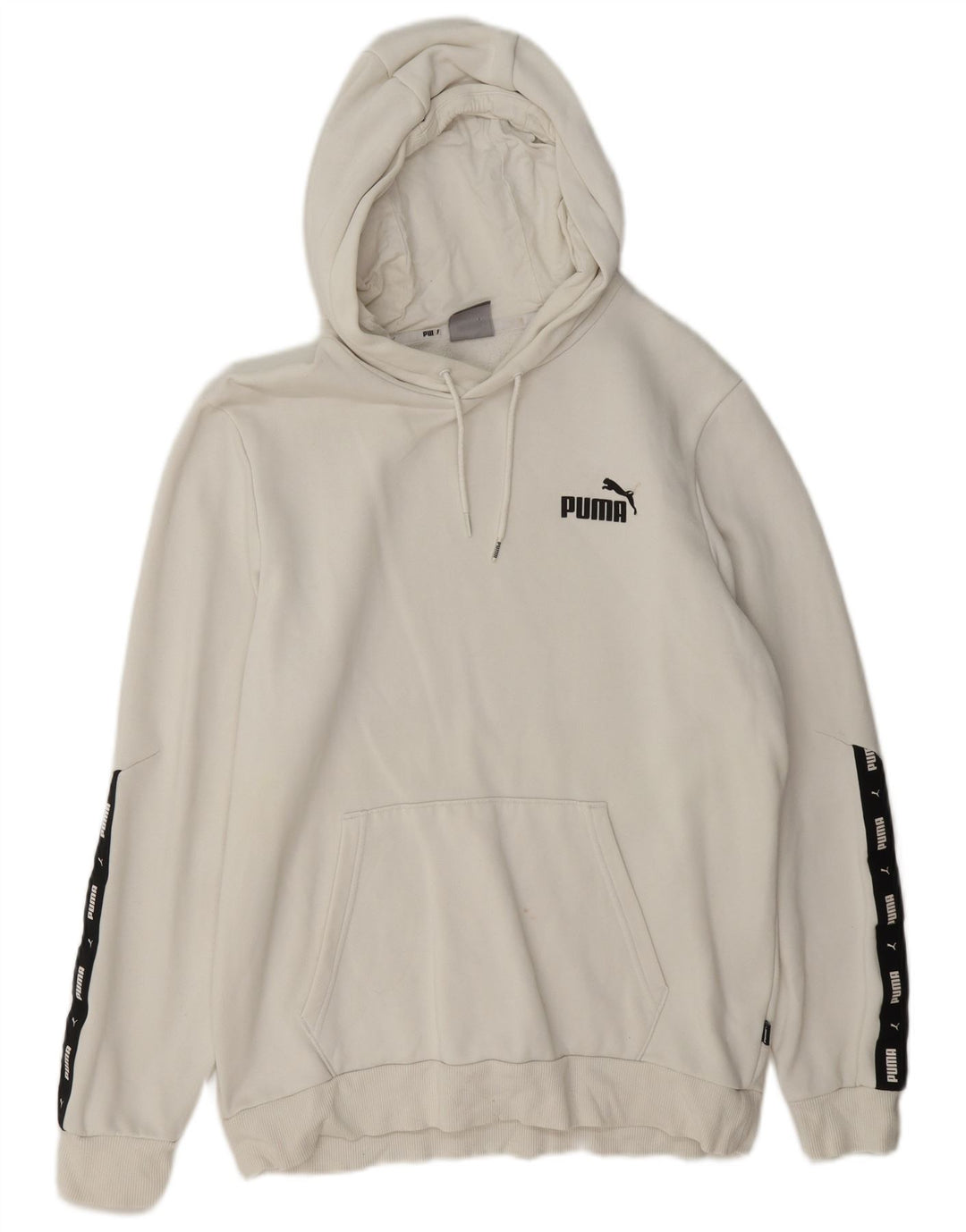 Puma Mens Graphic Hoodie Jumper Medium White Colourblock Cotton