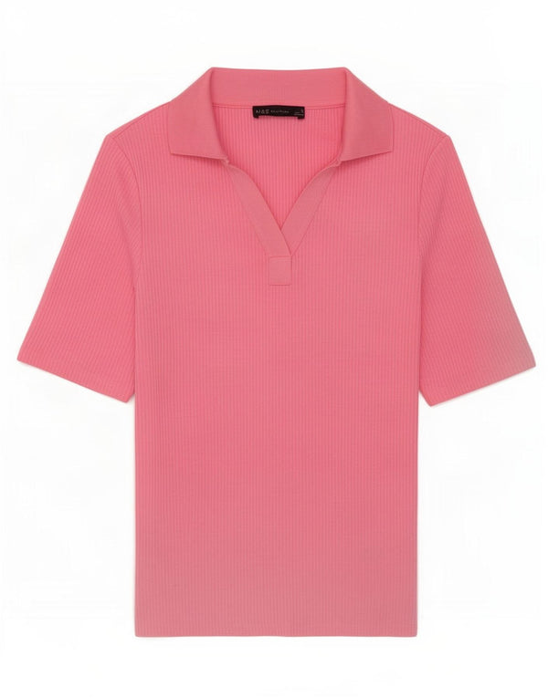 Marks & Spencer Polo Femme UK 12 Rose Moyen Polyester