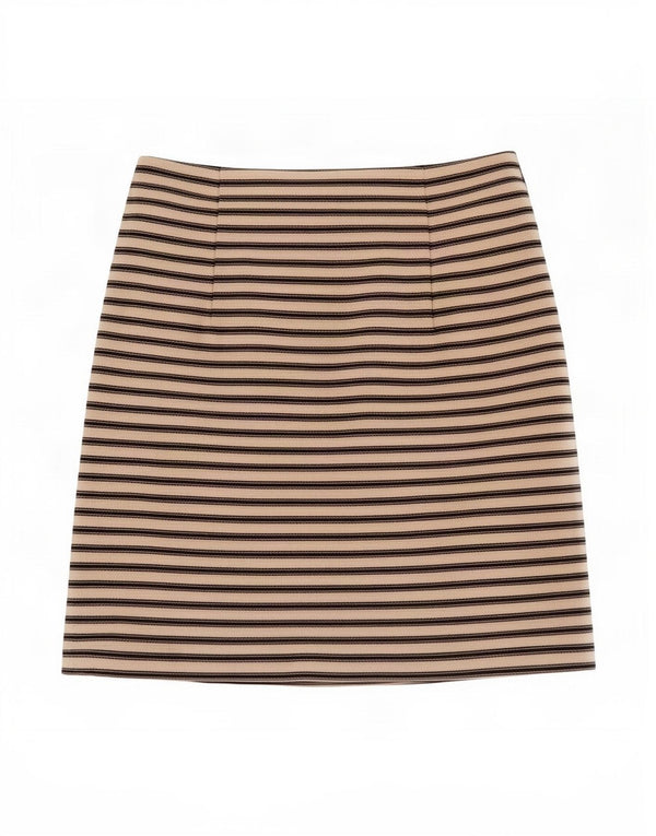 Topshop Damen Mini-Wickelrock UK 8 Small W26 Off White Gestreifte Baumwolle