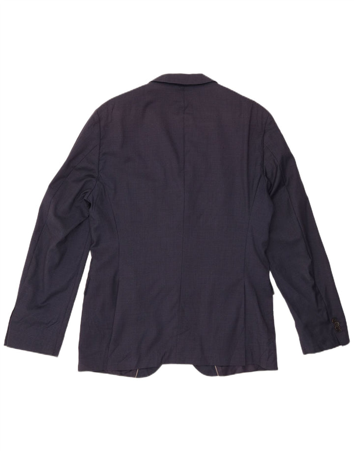 HUGO BOSS Mens 2 Button Blazer Jacket EU 52 XL Navy Blue Check Wool