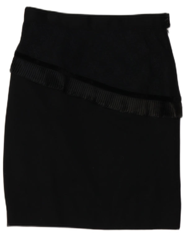Vintage Womens High Waist Pencil Skirt UK 14 Large W28 Black New Wool