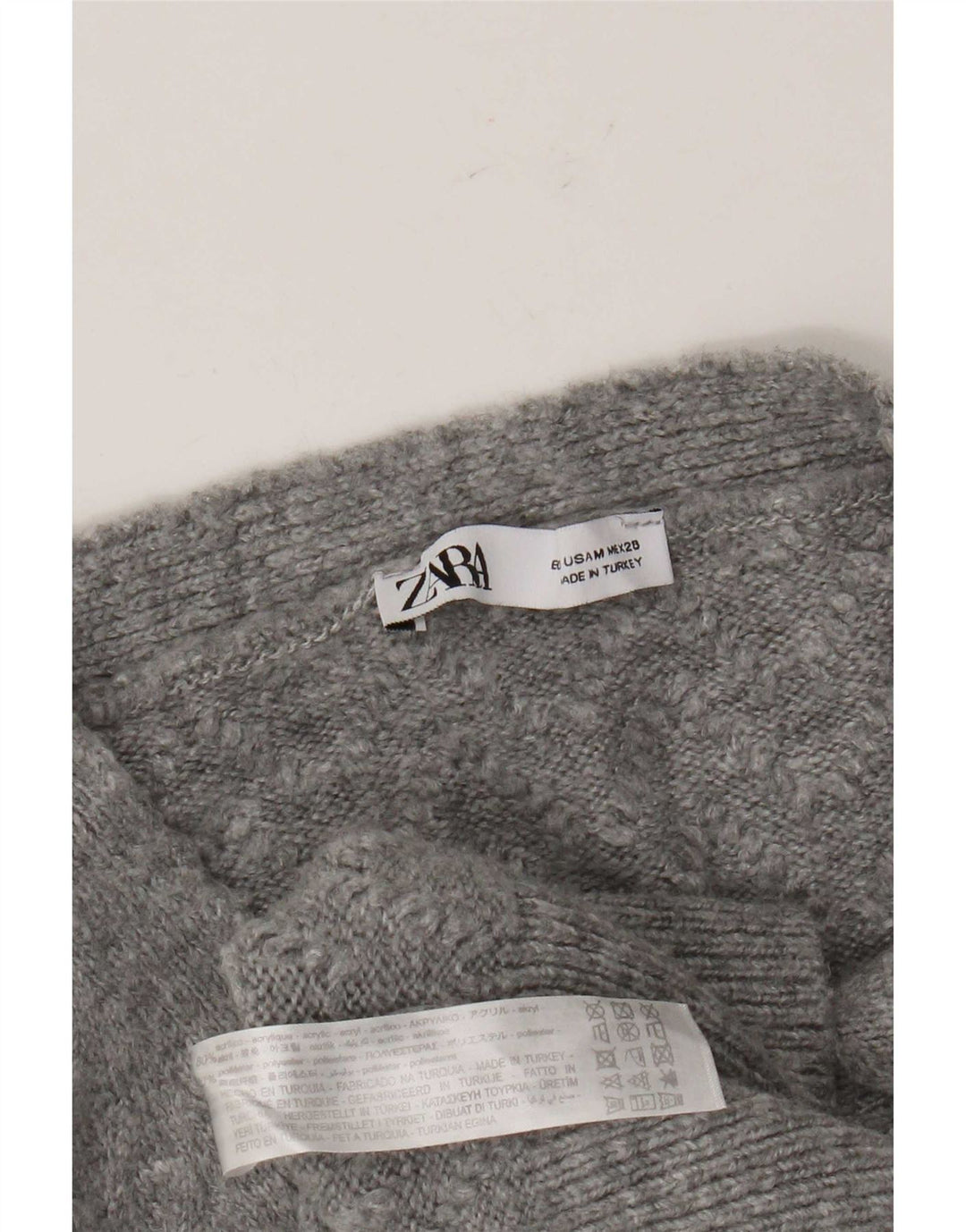 Zara Womens Crop Cardigan Sweater UK 14 Acrylique Gris Moyen