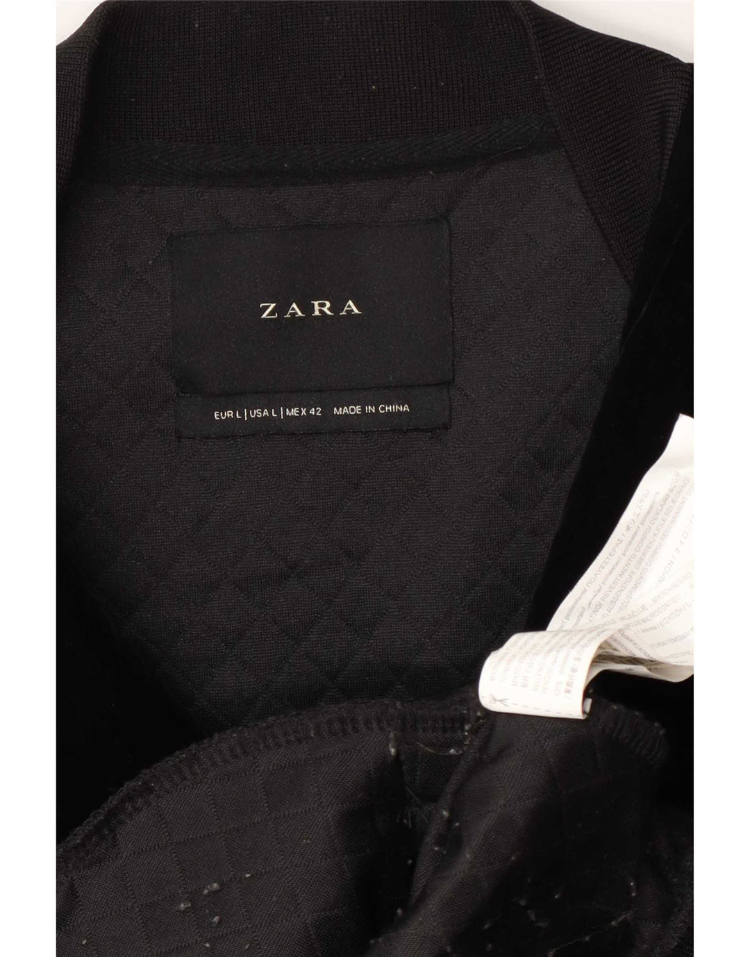 Zara Herre Bomber Jacket UK 40 Large Black Polyester