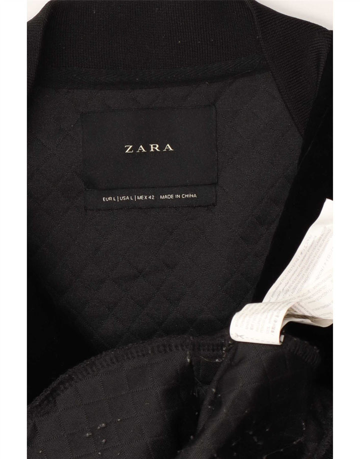 Zara Herre Bomber Jacket UK 40 Large Black Polyester