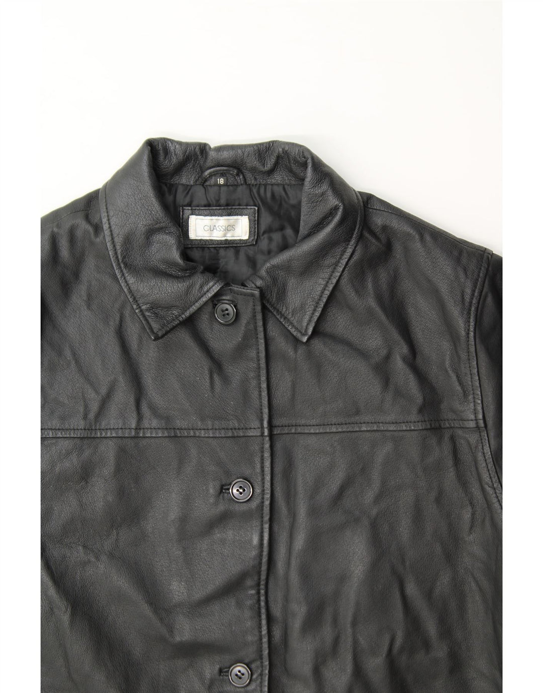 CLASSICS Womens Leather Coat UK 18 XL Black Leather Vintage Classics and Second-Hand Classics from Messina Hembry 