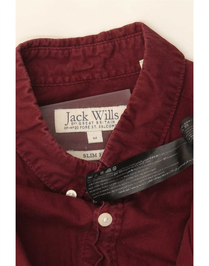 Jack Wills Mens Slim Fit Shirt Medium Burgundy Cotton