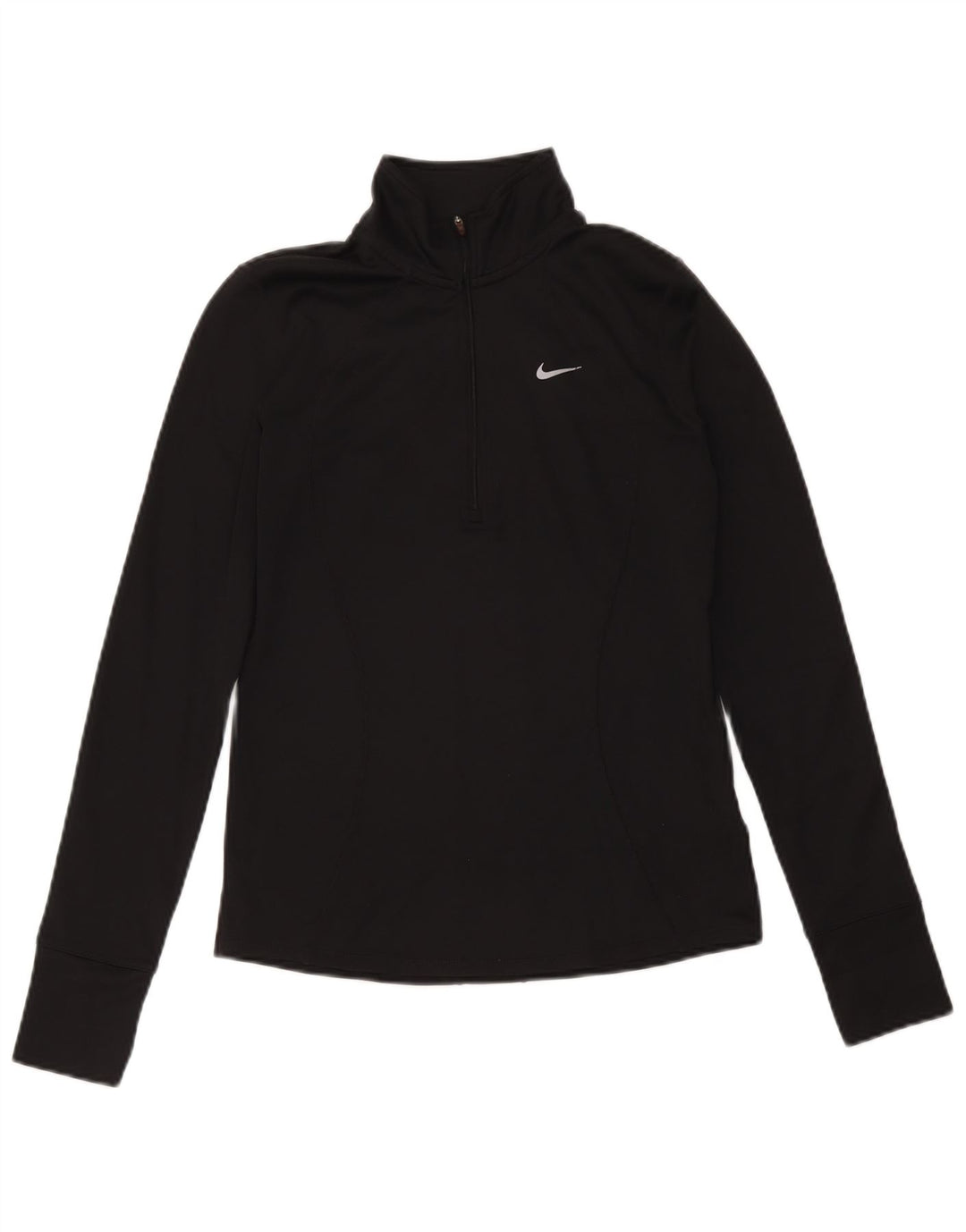 Nike Womens Dri Fit Zip Neck Pullover Tracksuit Top UK 10 Small Black
