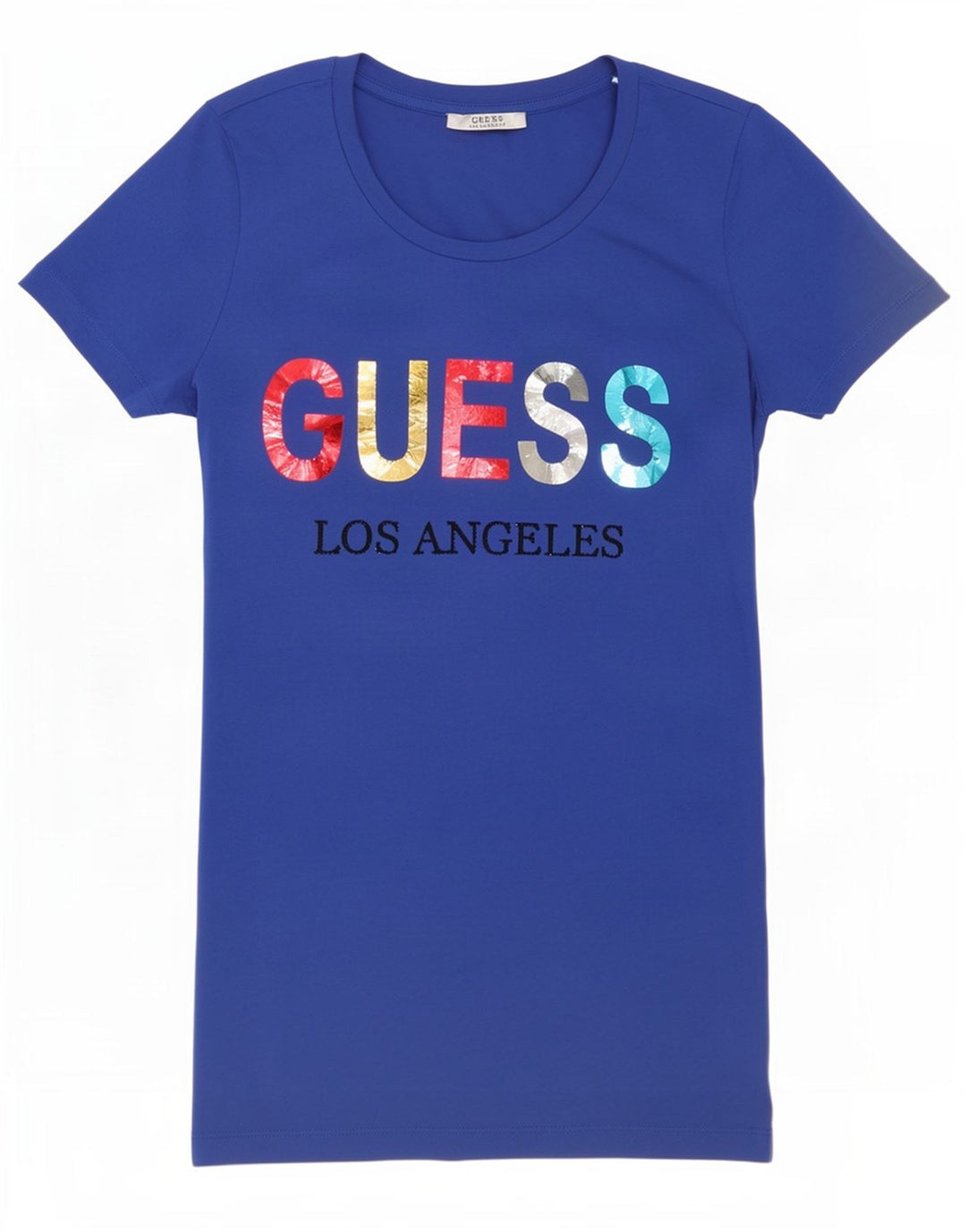 Guess Womens Graphic T-Shirt Top UK 8 Small Blue