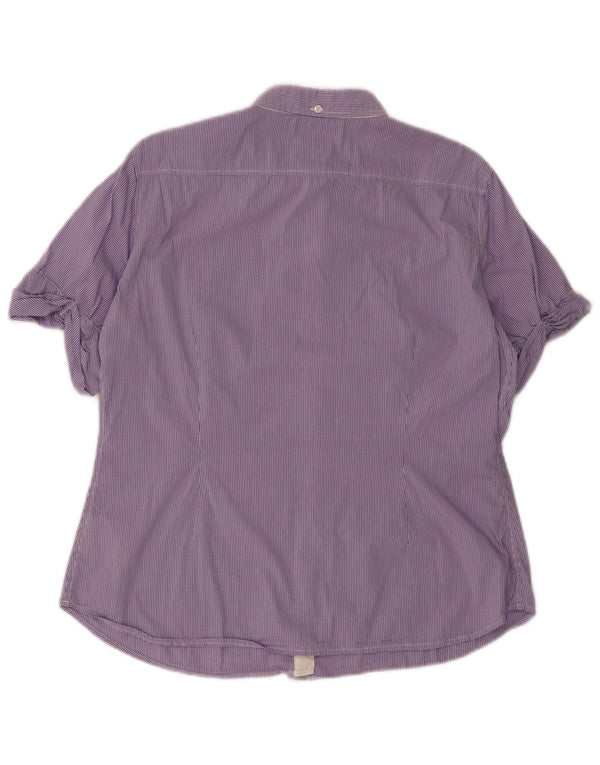 Henry Cottons Womens Short Sleeve Shirt IT 48 XL Purple Gingham