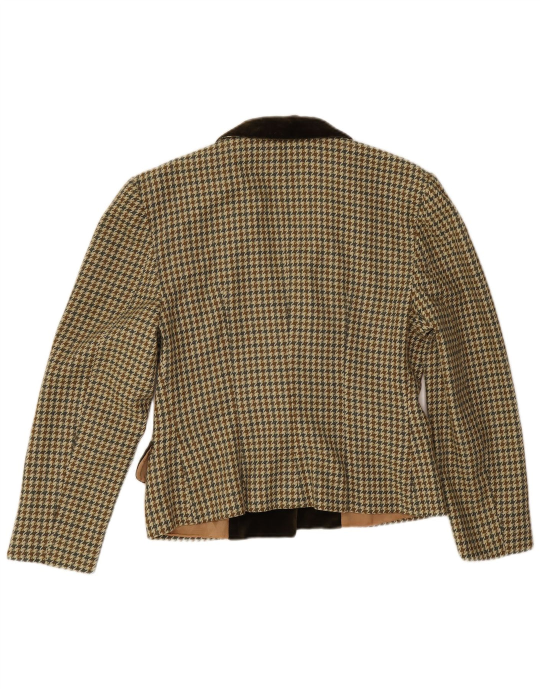 vintage Femme 1 Bouton Blazer Veste EU 38 Pied-de-poule Beige Moyen