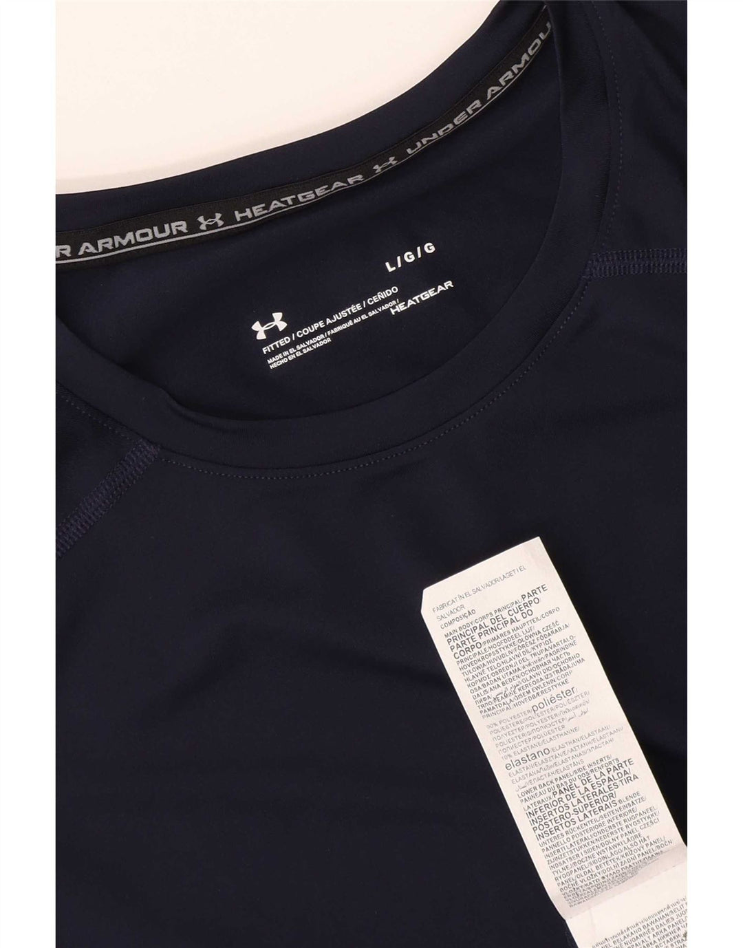 Under Armour Mens Heat Gear T-Shirt Top Large Navy Blue Polyester
