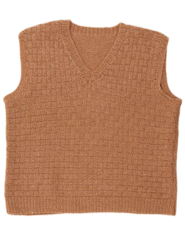 vintage Mens Vest Débardeur Brun Moyen