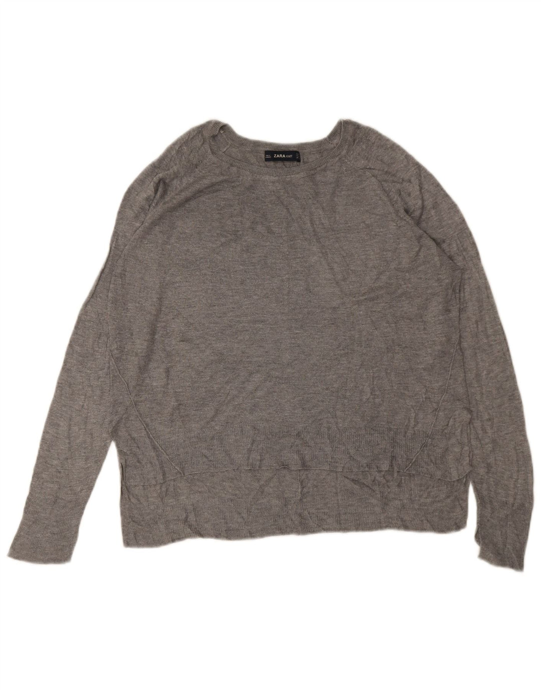 Zara Womens Boat Neck Jumper Sweater UK 14 Medium Grey