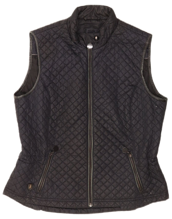 Massimo Dutti Dame Quiltet Gilet UK 18 XL Sort Polyester
