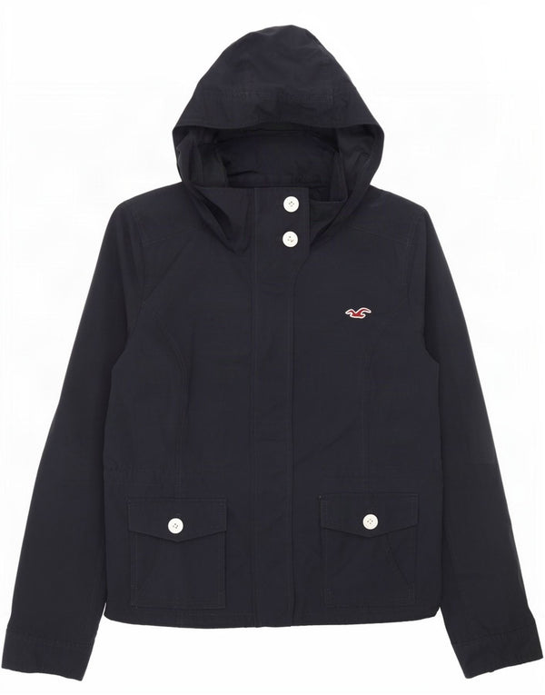 Giubbotto bomber con cappuccio da donna Hollister UK 14 grande cotone blu navy