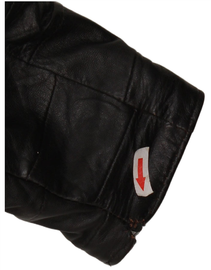 Vintage kvinde bomber læderjakke UK 12 Medium sort læder