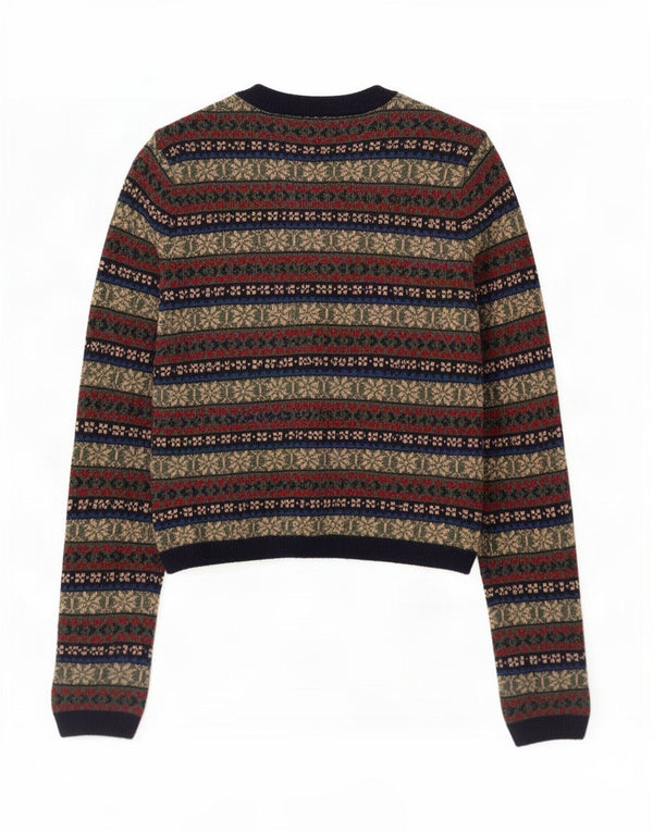 Zara Γυναικείο πουλόβερ ζακέτα UK 10 Small πολύχρωμο Fair Isle Polyamide