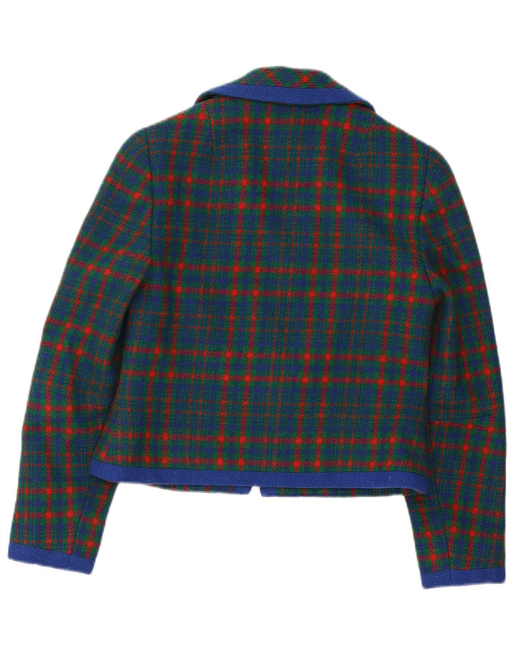 vintage Femme Blazer Veste UK 10 Petit Vert Plaid Rétro