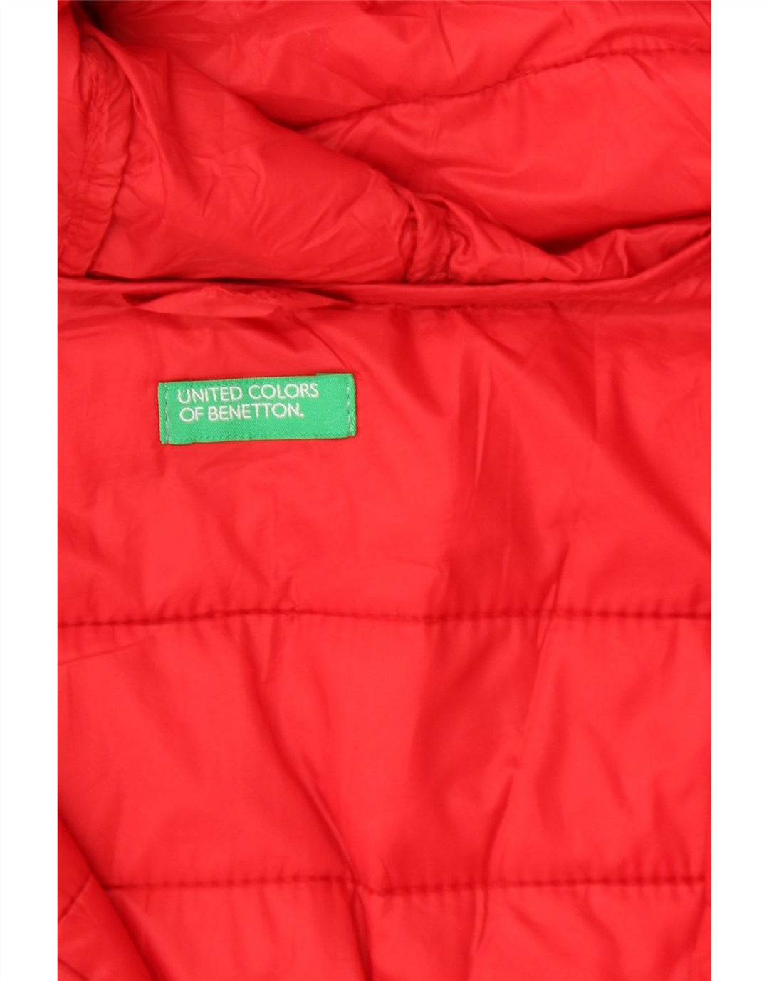 BENETTON Womens Hooded Padded Jacket UK 14 Medium Red Vintage Benetton and Second-Hand Benetton from Messina Hembry 