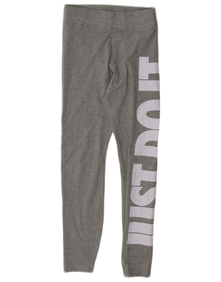 Nike Womens Graphic Leggings UK 10 Small Grey Cotton