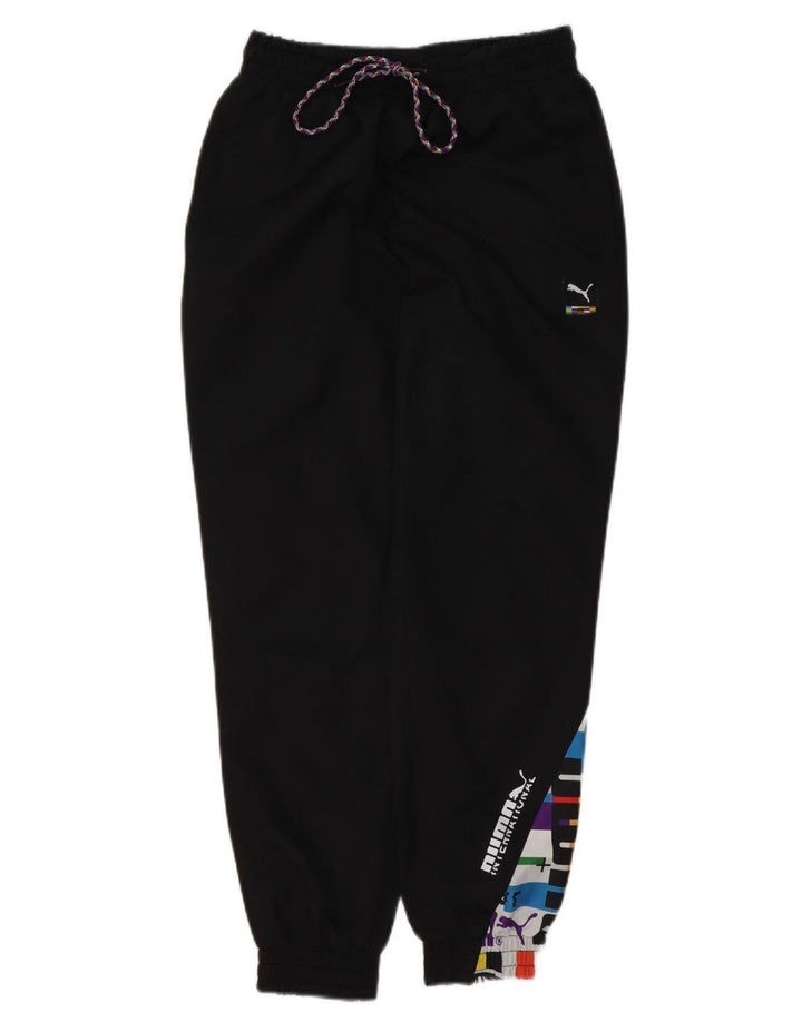 PUMA Mens Graphic Tracksuit Trousers Joggers Small  Black Polyester