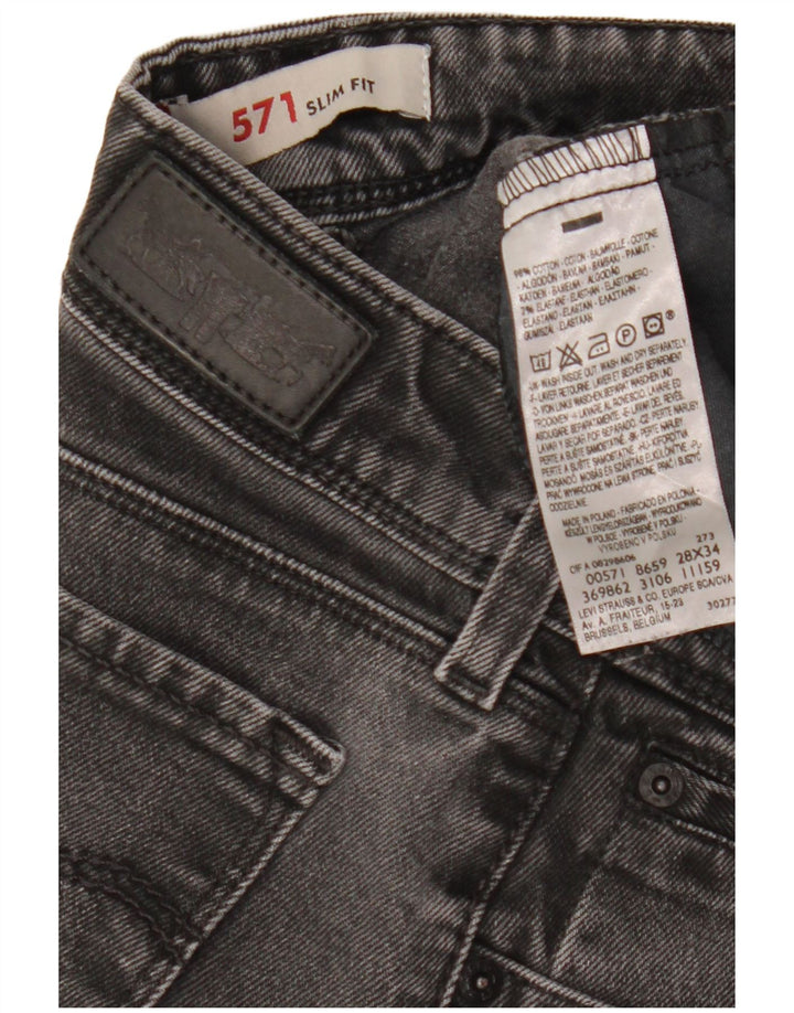 Levi's Dame 571 Slim Jeans W28 L34 Sort Bomuld