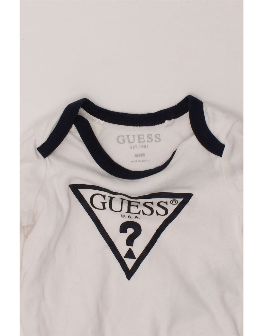 GUESS Baby Boys Graphic Bodysuit 6-9 Months White Cotton Vintage Guess and Second-Hand Guess from Messina Hembry 