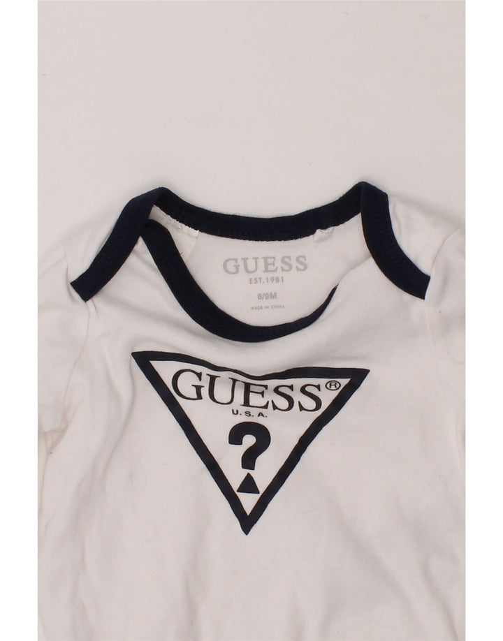 GUESS Baby Boys Graphic Bodysuit 6-9 Months White Cotton Vintage Guess and Second-Hand Guess from Messina Hembry 
