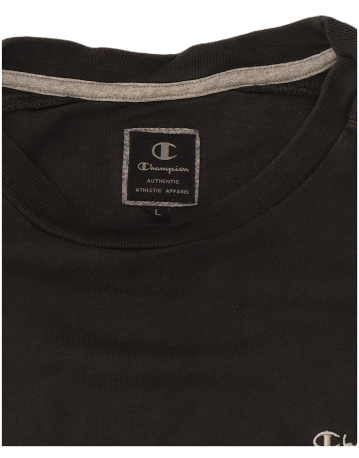 CHAMPION Mens Authentic T-Shirt Top Large Black Cotton