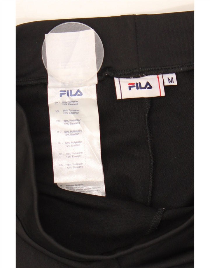 FILA Womens Graphic Leggings UK 12 Medium  Black Polyester