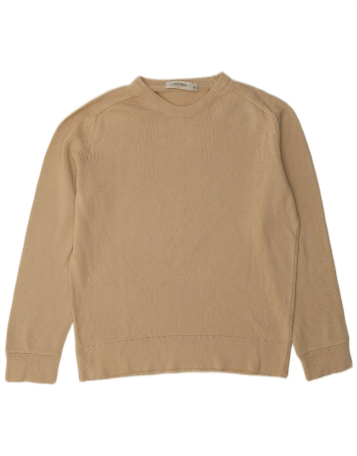 Calvin Klein Womens Regular Fit Crew Neck Jumper Sweater UK 12 Medium Beige