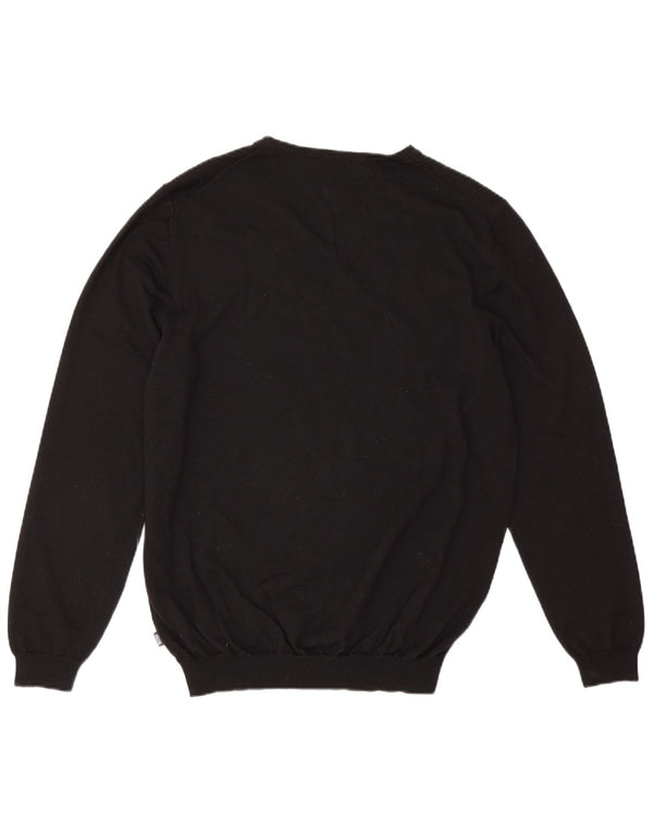 Hugo Boss Mens Slim Fit V-Neck Jumper Sweater XL Black Virgin Wool