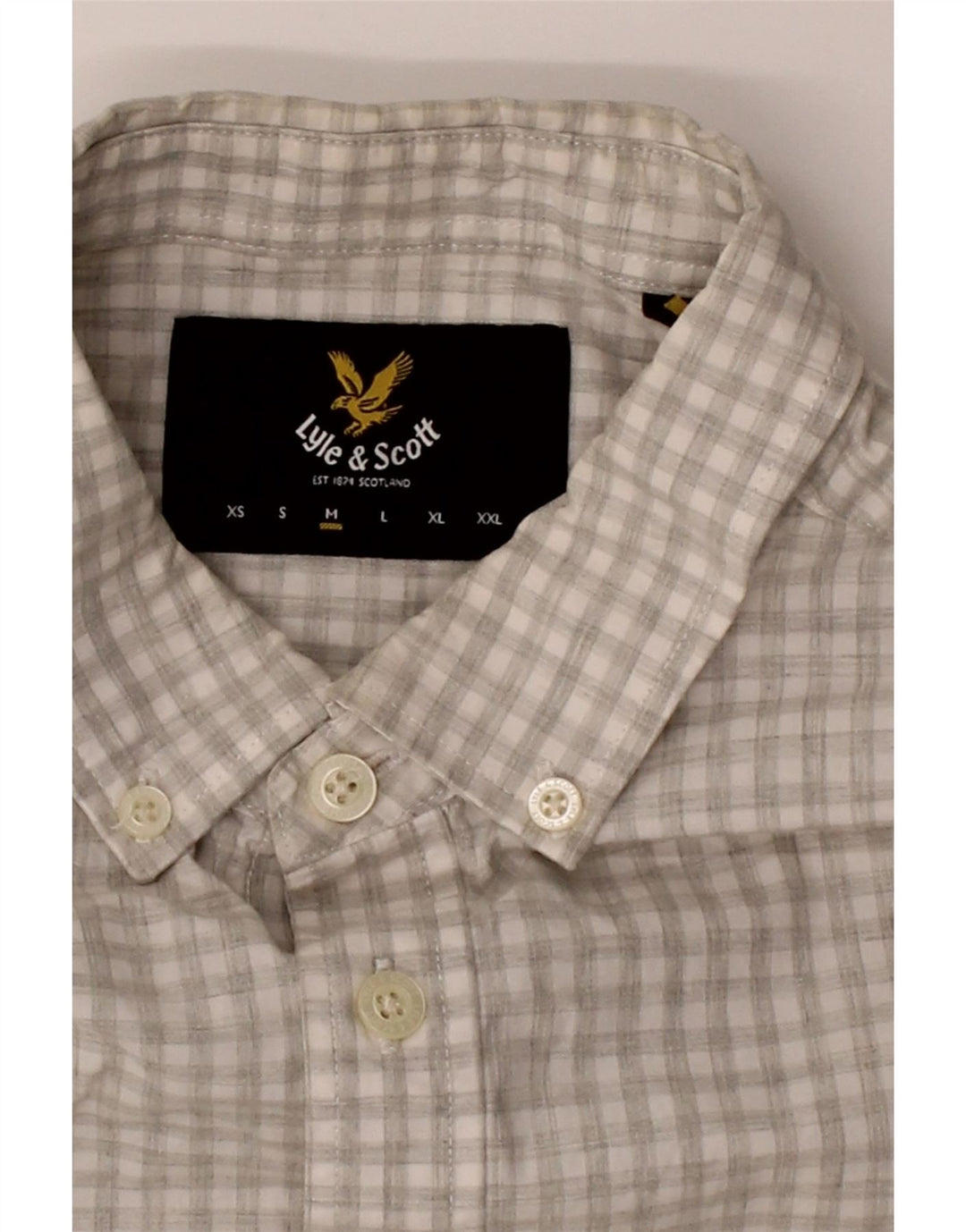 LYLE & SCOTT Mens Shirt Medium Grey Check Cotton Vintage Lyle & Scott and Second-Hand Lyle & Scott from Messina Hembry 