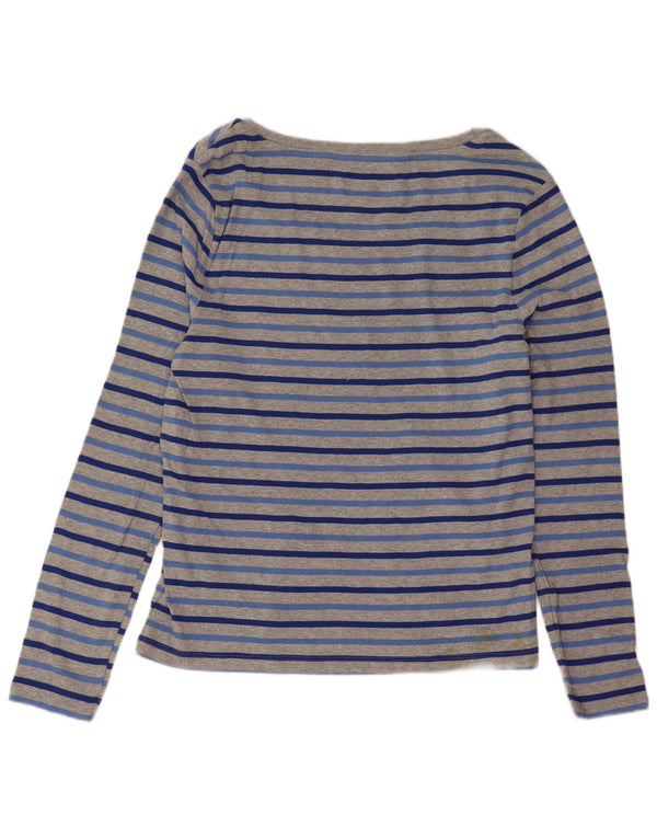 Tommy Hilfiger Womens Top Long Sleeve UK 14 Large Grey Striped Cotton