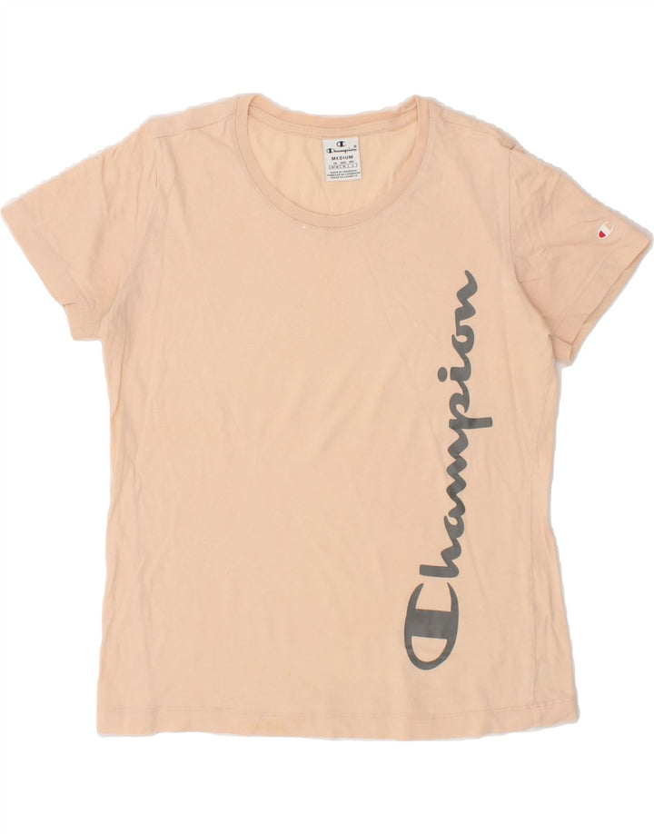 CHAMPION Womens Graphic T-Shirt Top UK 14 Medium Pink Vintage Champion and Second-Hand Champion from Messina Hembry 
