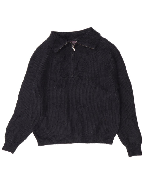 Marks & Spencer Womens Zip Neck Jumper Sweater UK 14 Medium Navy Blue
