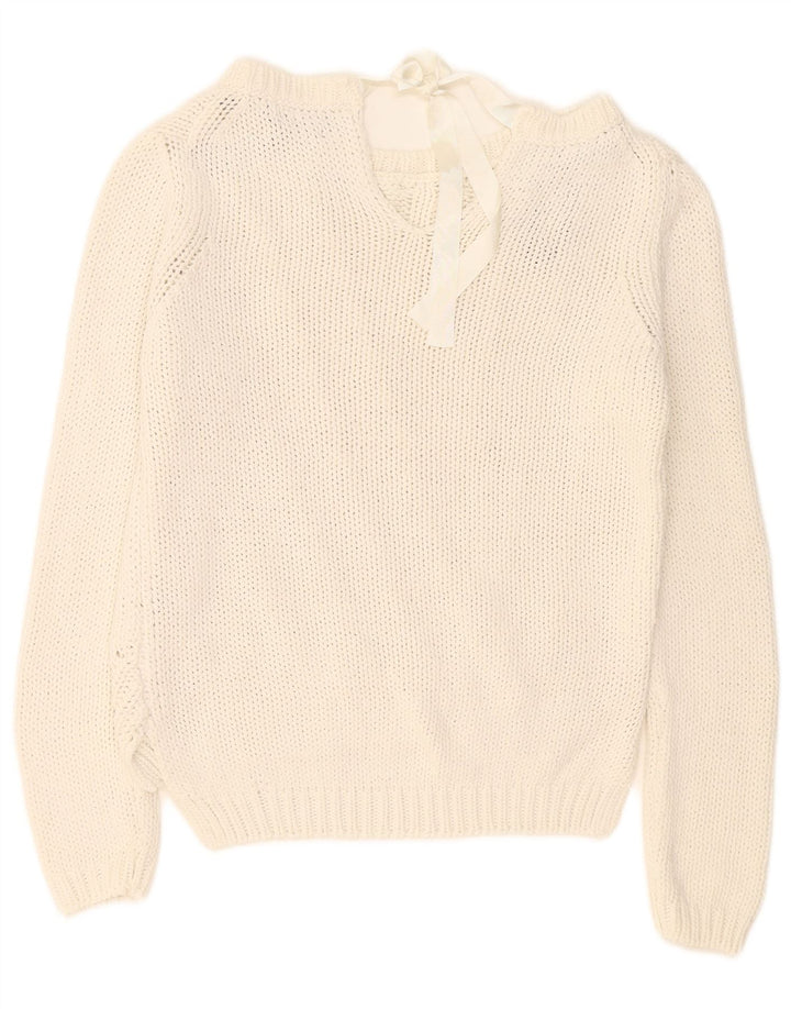 Massimo Dutti Dame Boat Neck Jumper Sweater UK 14 Medium White