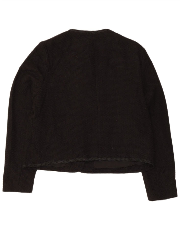 Marks & Spencer Womens 5 Button Blazer Jacket UK 14 Large Black Cotton