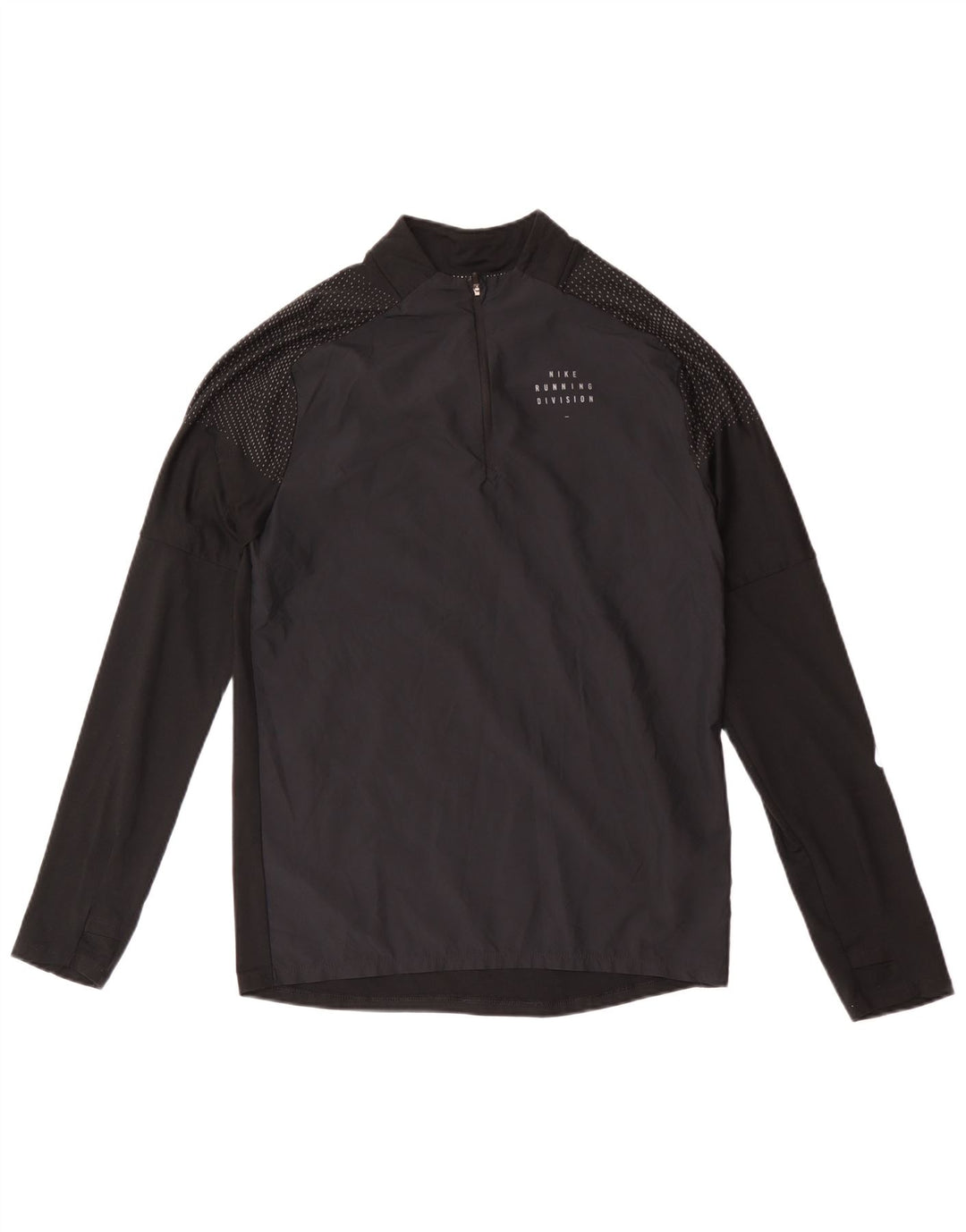 Nike Mens Dri Fit Zip Neck Top Long Sleeve Small Black Spotted Polyester