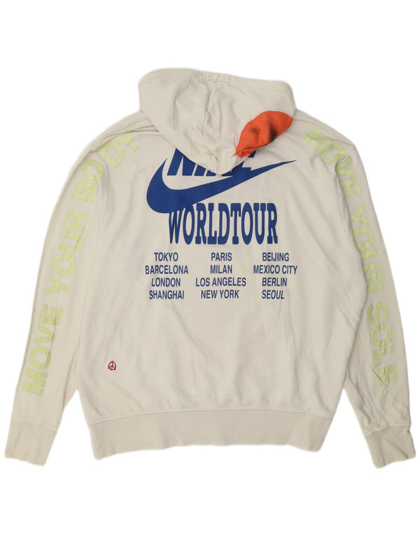 Nike Pull à capuche graphique pour homme 2XL en coton blanc