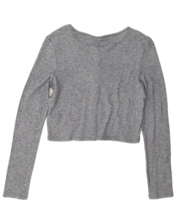 Zara Womens Crop Top UK 14 Medium Grey Viscose
